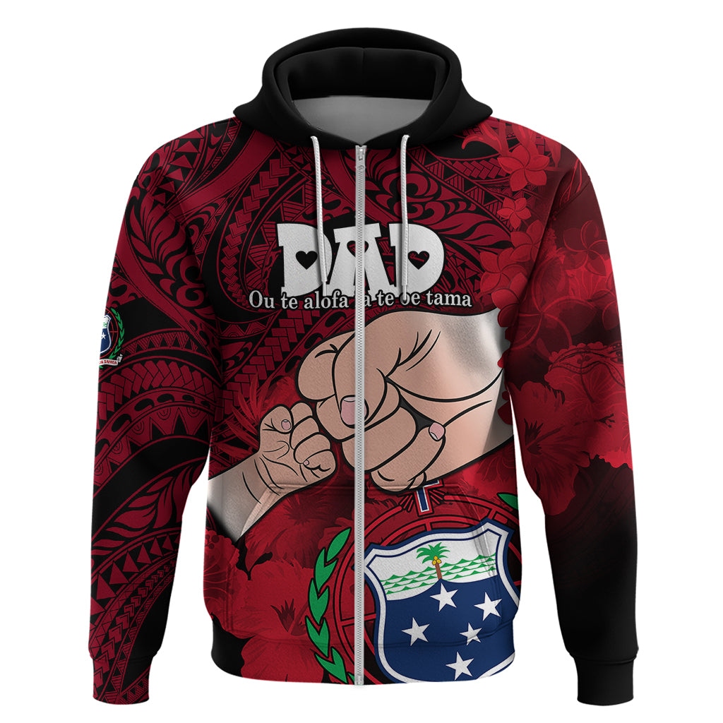 Fathers Day Polynesian Islands Samoa Hoodie Dad Ou Te Alofa Ia Te Oe Tama Red Polynesian Flowers Tribal LT9 Zip Hoodie Red - Polynesian Pride
