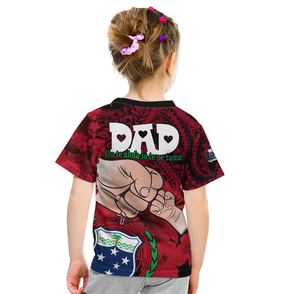 Dads Day Samoa Kid T Shirt Dad Ou Te Alofa Ia Te Oe Tama - Red Polynesian Flowers Tribal LT9 - Polynesian Pride