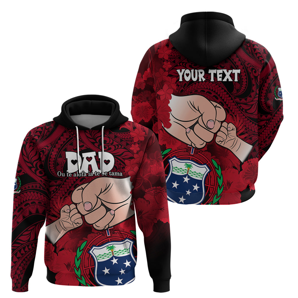 Custom Fathers Day Polynesian Islands Samoa Hoodie Dad Ou Te Alofa Ia Te Oe Tama Red Polynesian Flowers Tribal LT9 - Polynesian Pride