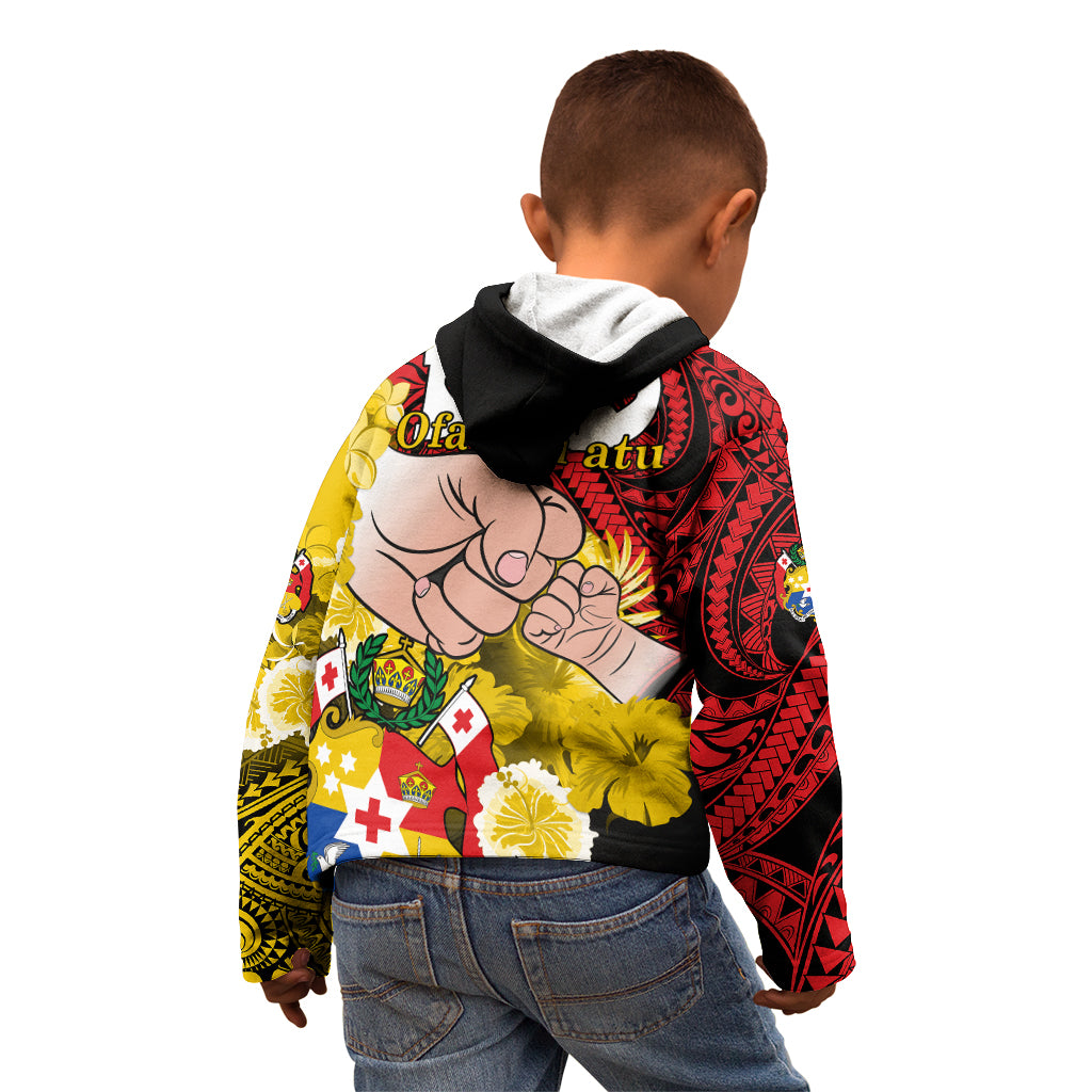 Dads Day Tonga Kid Hoodie Dad Ofa lahi atu - Polynesian Flowers Tribal LT9 - Polynesian Pride