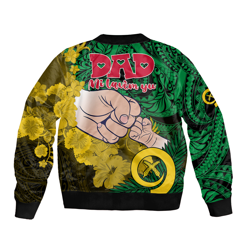 Dads Day Vanuatu Bomber Jacket Dad Mi lavem yu - Polynesian Flowers Tribal LT9 - Polynesian Pride