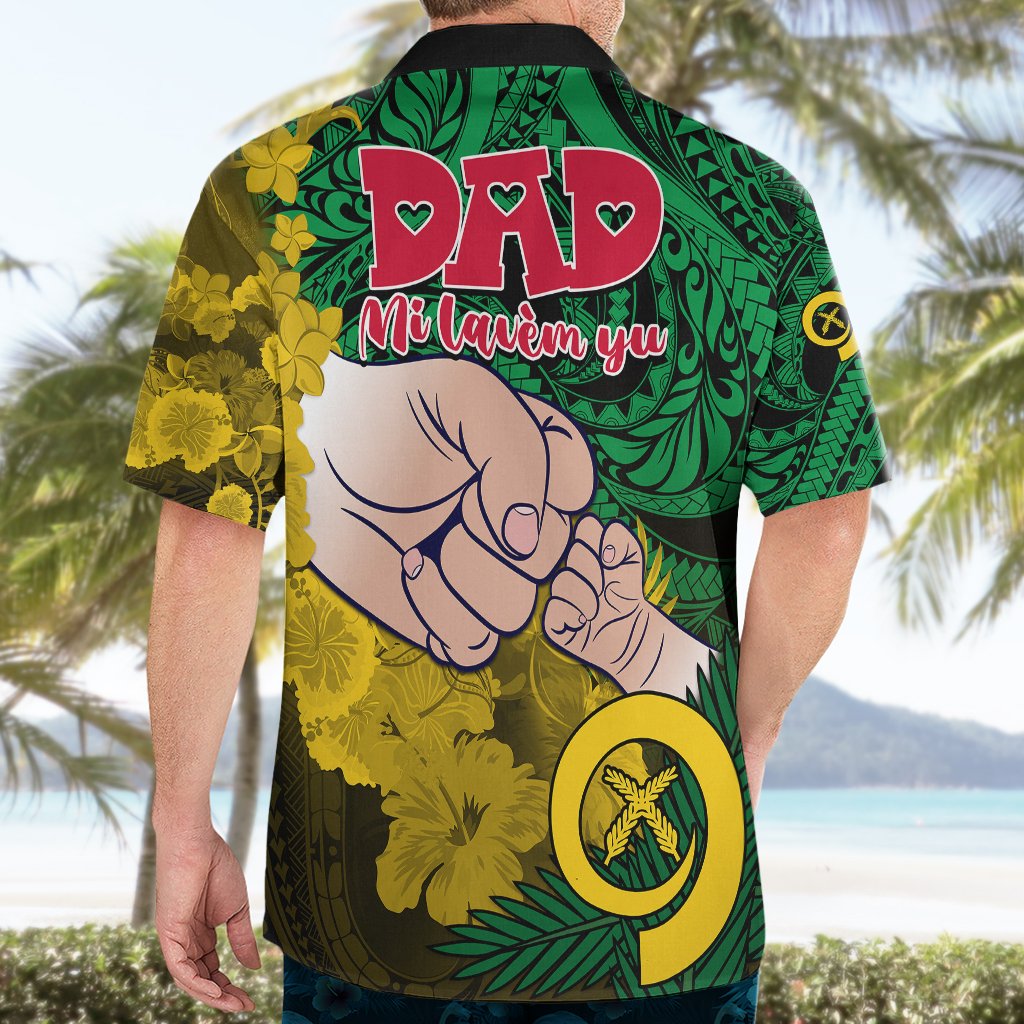 Dads Day Vanuatu Hawaiian Shirt Dad Mi lavem yu - Polynesian Flowers Tribal LT9 - Polynesian Pride