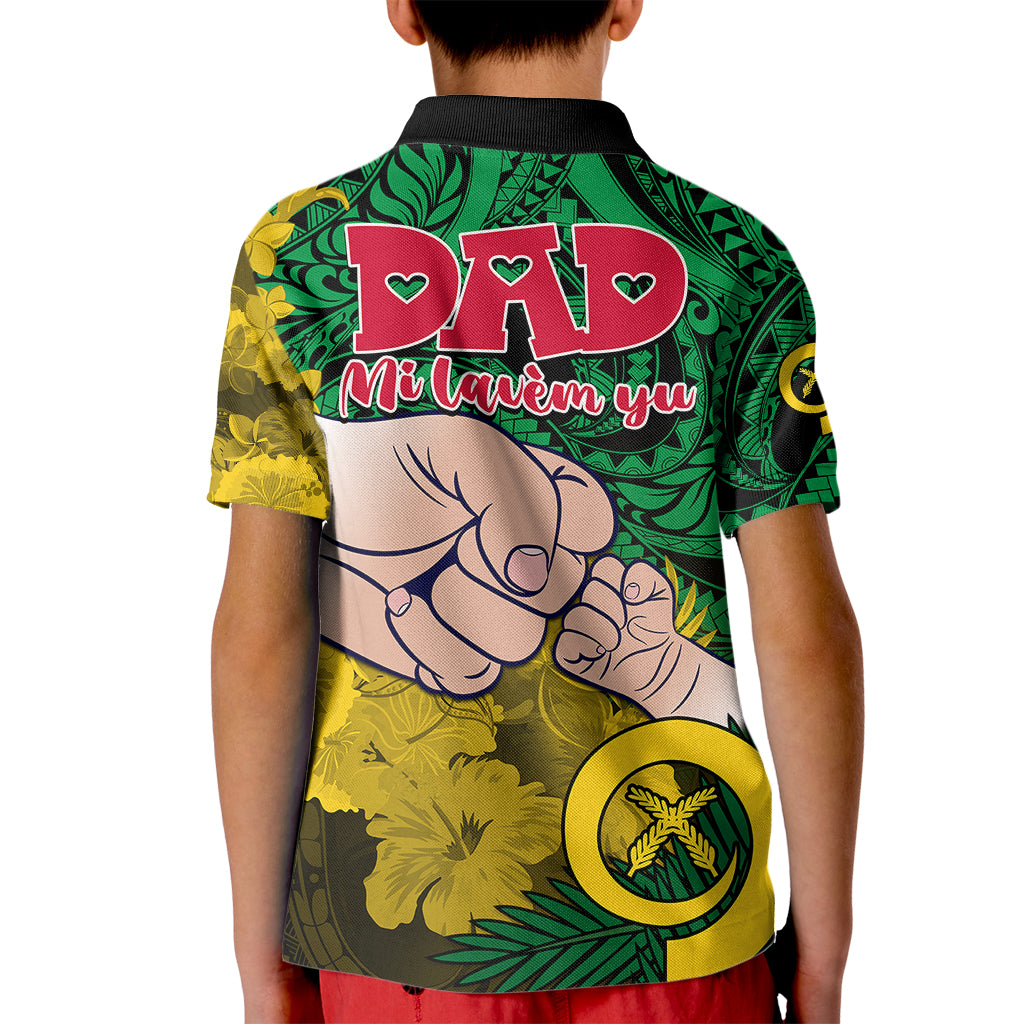 Dads Day Vanuatu Kid Polo Shirt Dad Mi lavem yu - Polynesian Flowers Tribal LT9 - Polynesian Pride