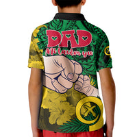 Dads Day Vanuatu Kid Polo Shirt Dad Mi lavem yu - Polynesian Flowers Tribal LT9 - Polynesian Pride