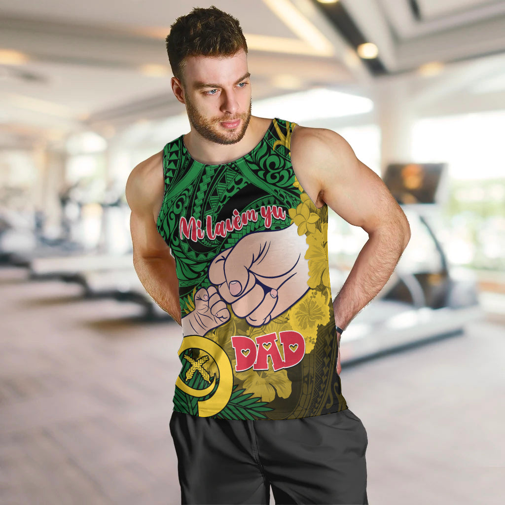 Fathers Day Polynesian Islands Vanuatu Men Tank Top Dad Mi lavem yu - Polynesian Flowers Tribal LT9 - Polynesian Pride