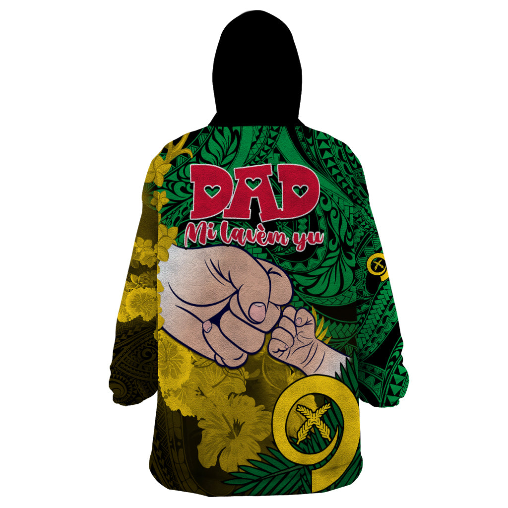 Fathers Day Polynesian Islands Vanuatu Wearable Blanket Hoodie Dad Mi lavem yu - Polynesian Flowers Tribal LT9 - Polynesian Pride