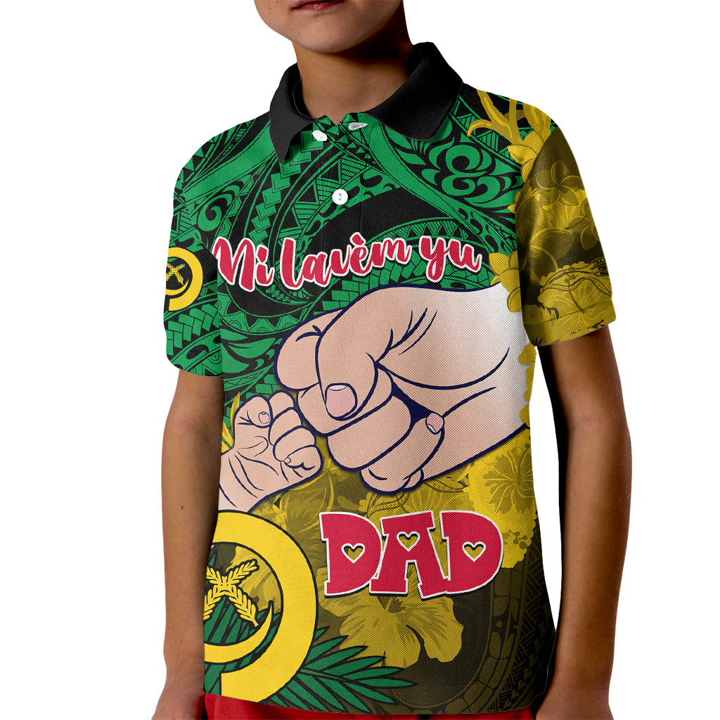Personalised Fathers Day Polynesian Islands Vanuatu Kid Polo Shirt Dad Mi lavem yu - Polynesian Flowers Tribal LT9 Kid Green - Polynesian Pride
