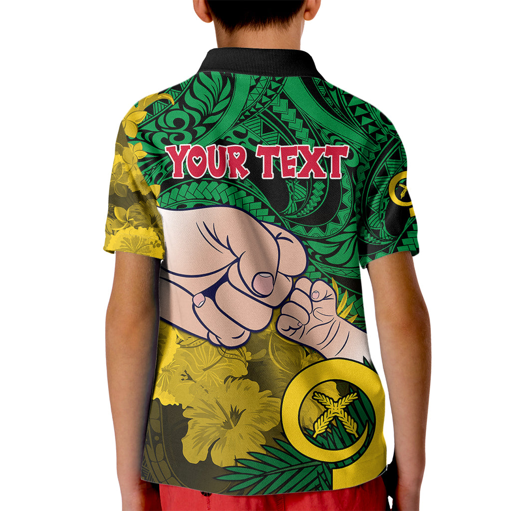 Personalised Dads Day Vanuatu Kid Polo Shirt Dad Mi lavem yu - Polynesian Flowers Tribal LT9 - Polynesian Pride