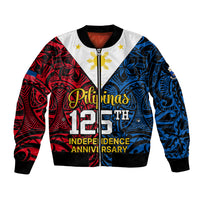 125th Independence Anniversary Philippines Bomber Jacket Polynesian Pilipinas Flag Style - Black LT9 Unisex Black - Polynesian Pride