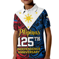 Polynesian Philippines Kid Polo Shirt Pilipinas Flag Style for 125th Independence Anniversary Black LT9 Kid Black - Polynesian Pride