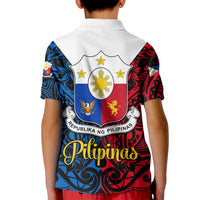 125th Independence Anniversary Philippines Kid Polo Shirt Polynesian Pilipinas Flag Style - Black LT9 - Polynesian Pride