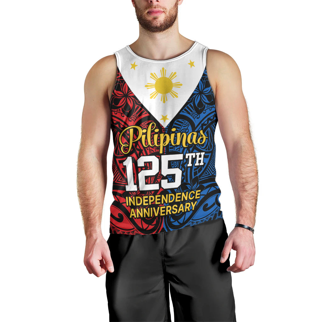 125th Independence Anniversary Philippines Men Tank Top Polynesian Pilipinas Flag Style - Black LT9 - Polynesian Pride