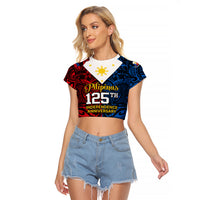 Polynesian Philippines Raglan Cropped T Shirt Pilipinas Flag Style for 125th Independence Anniversary Black LT9 Female Black - Polynesian Pride