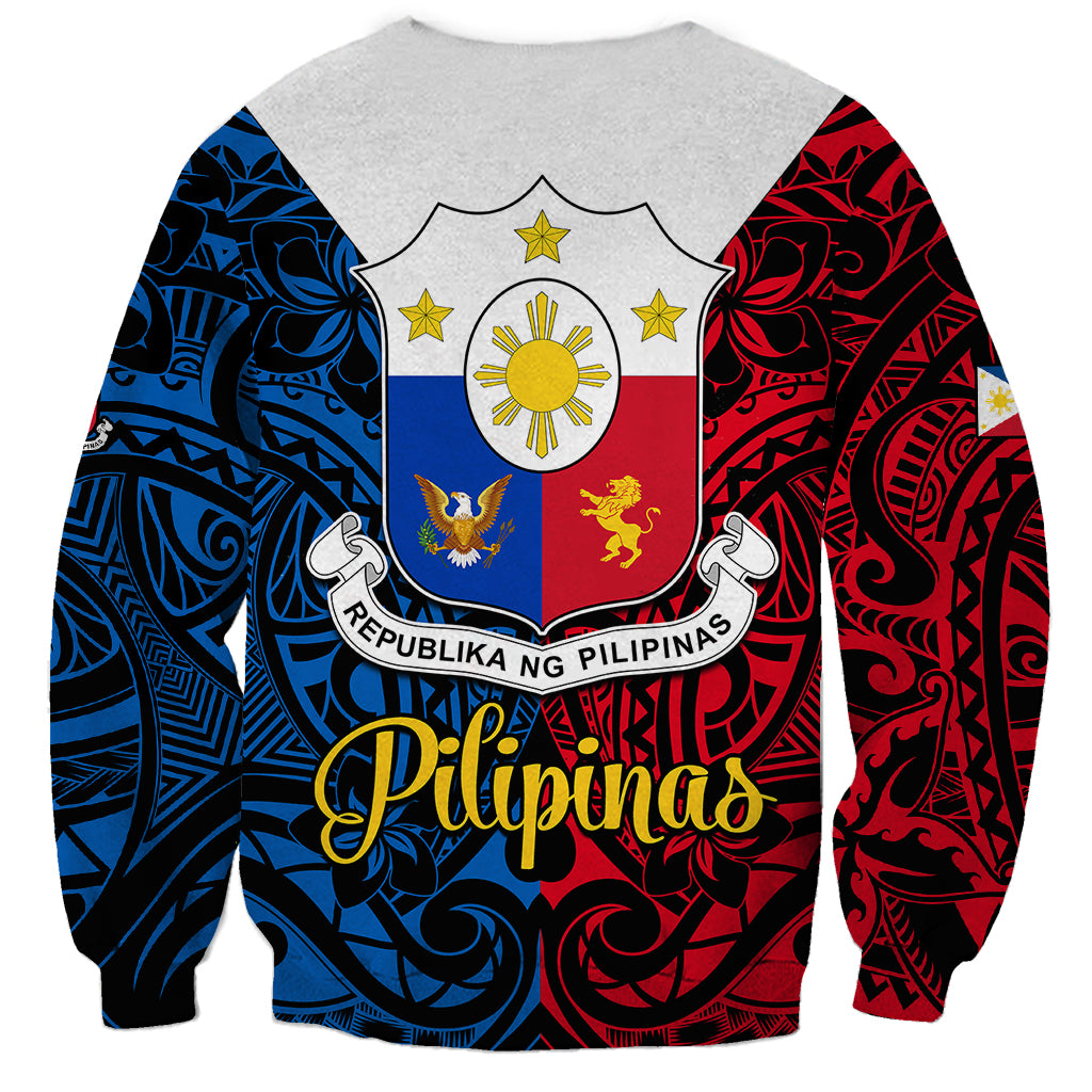 Polynesian Philippines Sweatshirt Pilipinas Flag Style for 125th Independence Anniversary Black LT9 - Polynesian Pride