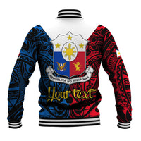 Personalised Polynesian Philippines Baseball Jacket Pilipinas Flag Style for 125th Independence Anniversary Black LT9 - Polynesian Pride