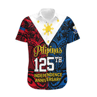 Personalised Polynesian Philippines Hawaiian Shirt Pilipinas Flag Style for 125th Independence Anniversary Black LT9 Black - Polynesian Pride