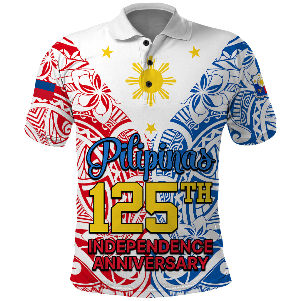 125th Independence Anniversary Philippines Polo Shirt Polynesian Pilipinas Flag Style White LT9 White - Polynesian Pride