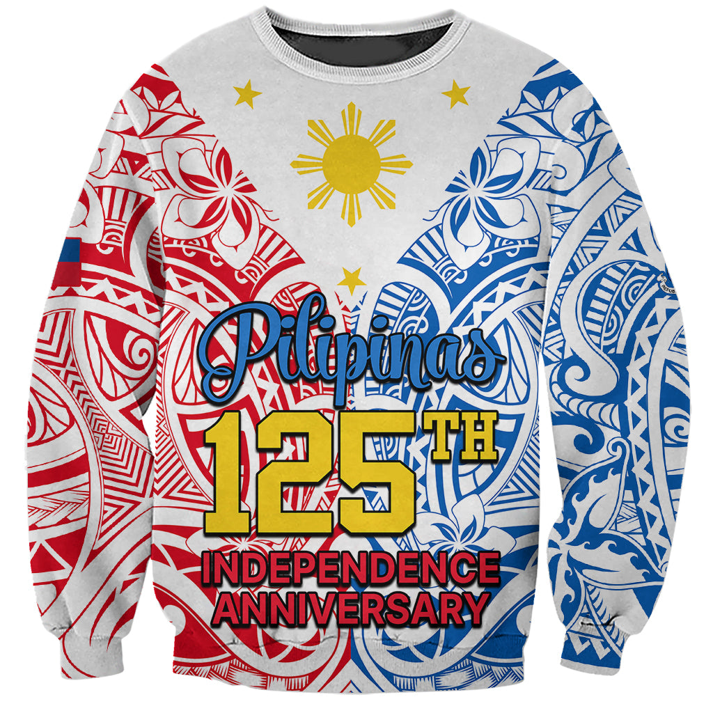 125th Independence Anniversary Philippines Sweatshirt Polynesian Pilipinas Flag Style - White LT9 Unisex White - Polynesian Pride