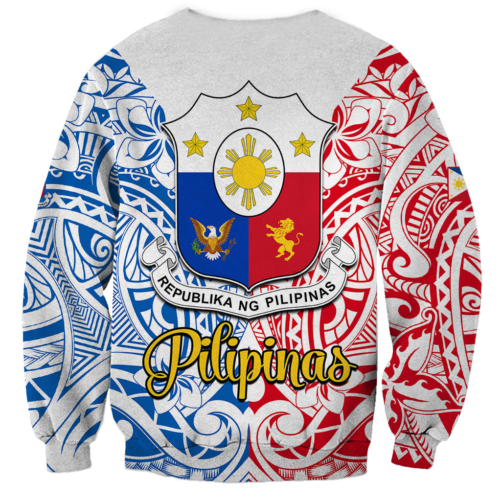 Polynesian Philippines Sweatshirt Pilipinas Flag Style for 125th Independence Anniversary White LT9 - Polynesian Pride