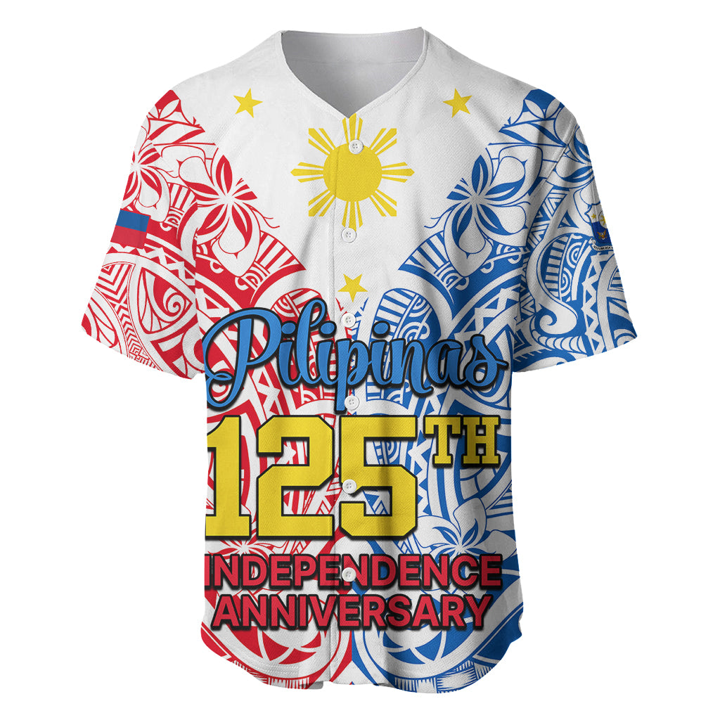 Personalised Polynesian Philippines Baseball Jersey Pilipinas Flag Style for 125th Independence Anniversary White LT9 White - Polynesian Pride