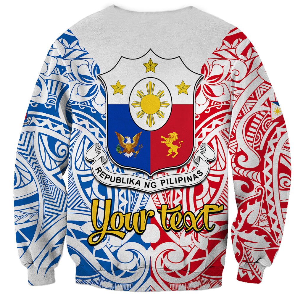 Personalised 125th Independence Anniversary Philippines Sweatshirt Polynesian Pilipinas Flag Style - White LT9 - Polynesian Pride