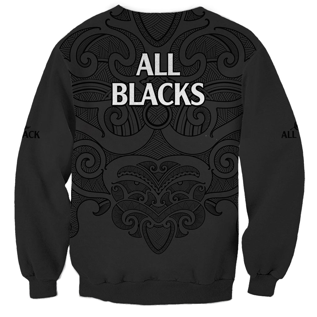 New Zealand Rugby Sweatshirt All Black Fern with Maori Tribal Pattern LT9 - Polynesian Pride