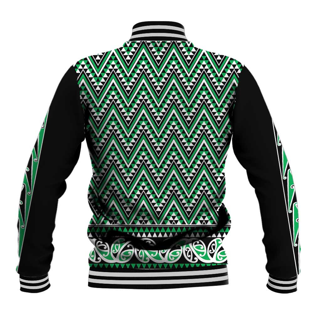 New Zealand Maori Niho Taniwha Baseball Jacket Kakariki Mangopare and Puhoro Pattern LT9 - Polynesian Pride
