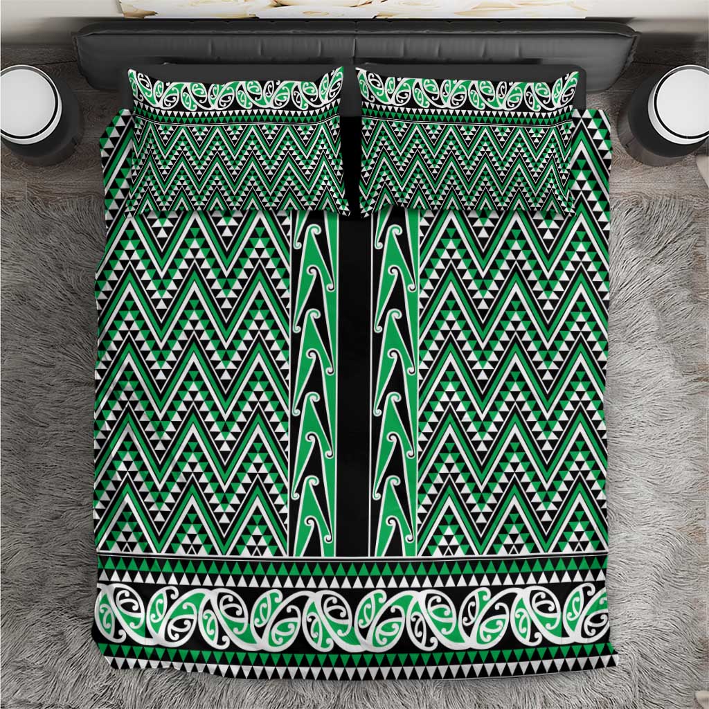 New Zealand Maori Niho Taniwha Bedding Set Kakariki Mangopare and Puhoro Pattern