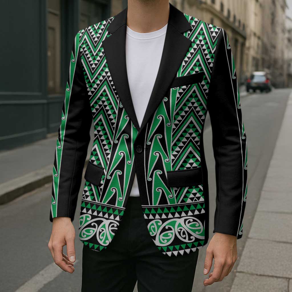 New Zealand Maori Niho Taniwha Blazer Kakariki Mangopare and Puhoro Pattern - Polynesian Pride