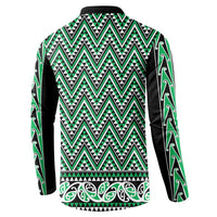 New Zealand Maori Niho Taniwha Button Sweatshirt Kakariki Mangopare and Puhoro Pattern LT9 - Polynesian Pride