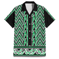 New Zealand Maori Niho Taniwha Family Matching Off The Shoulder Long Sleeve Dress and Hawaiian Shirt Kakariki Mangopare and Puhoro Pattern