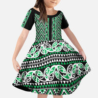 New Zealand Maori Niho Taniwha Family Matching Puletasi and Hawaiian Shirt Kakariki Mangopare and Puhoro Pattern