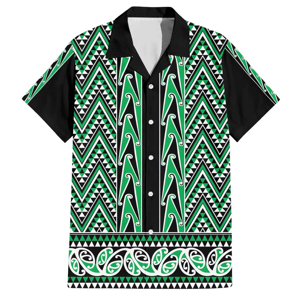 New Zealand Maori Niho Taniwha Hawaiian Shirt Kakariki Mangopare and Puhoro Pattern LT9 Green - Polynesian Pride