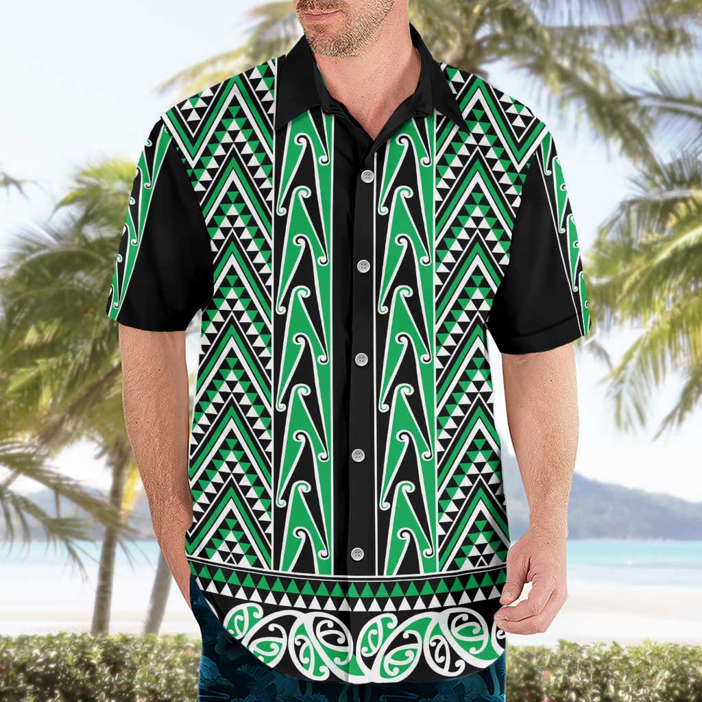 New Zealand Maori Niho Taniwha Hawaiian Shirt Kakariki Mangopare and Puhoro Pattern LT9 - Polynesian Pride
