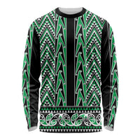 New Zealand Maori Niho Taniwha Long Sleeve Shirt Kakariki Mangopare and Puhoro Pattern LT9 Unisex Green - Polynesian Pride
