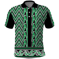 New Zealand Maori Niho Taniwha Polo Shirt Kakariki Mangopare and Puhoro Pattern