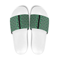 New Zealand Maori Niho Taniwha Slide Sandals Kakariki Mangopare and Puhoro Pattern - Polynesian Pride