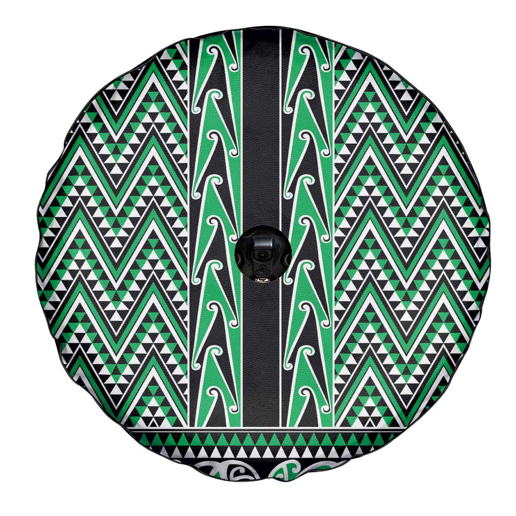 New Zealand Maori Niho Taniwha Spare Tire Cover Kakariki Mangopare and Puhoro Pattern
