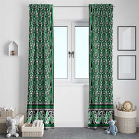 New Zealand Maori Niho Taniwha Window Curtain Kakariki Mangopare and Puhoro Pattern