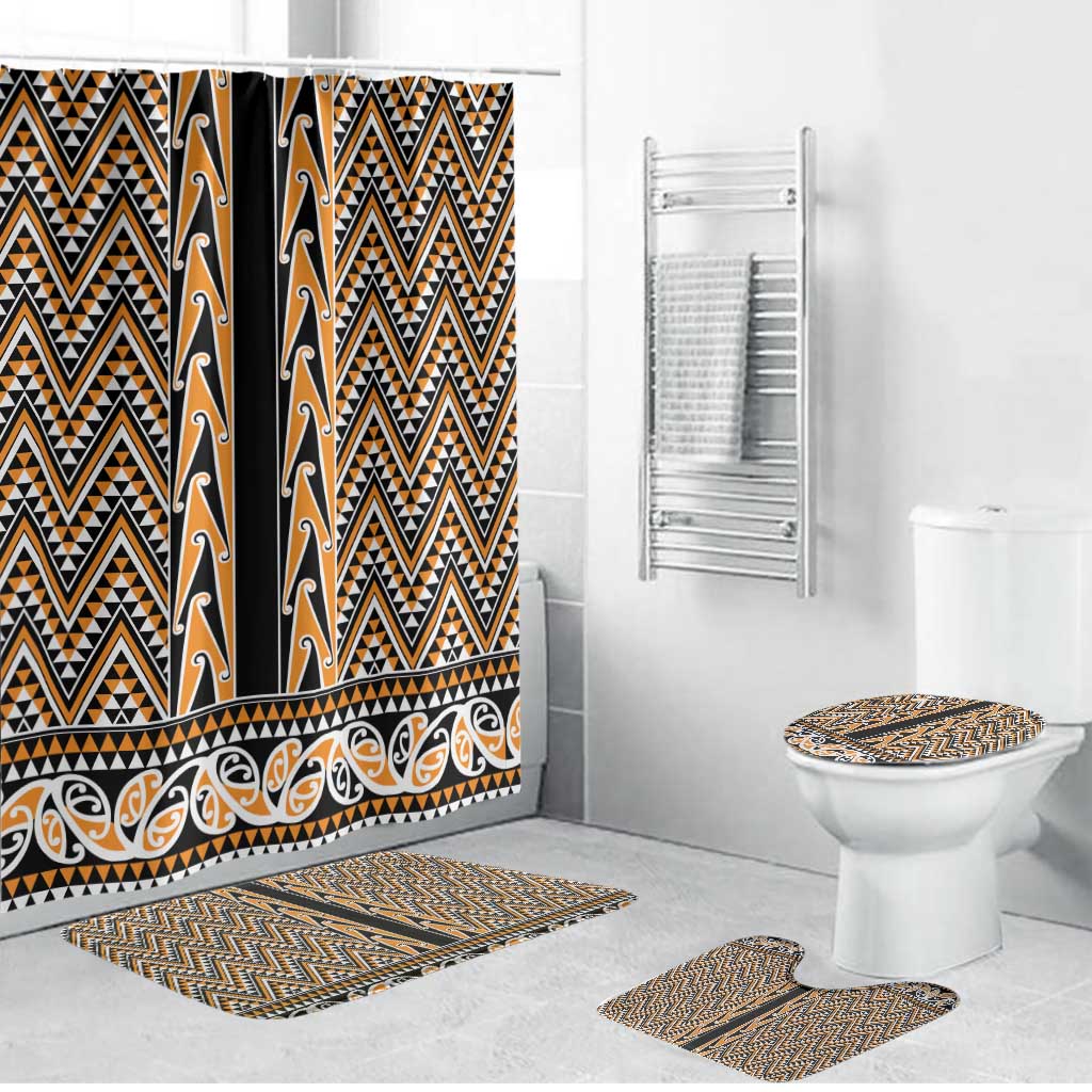 New Zealand Maori Niho Taniwha Bathroom Set Karaka Mangopare and Puhoro Pattern - Polynesian Pride