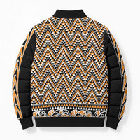 New Zealand Maori Niho Taniwha Bomber Puffer Jacket Karaka Mangopare and Puhoro Pattern - Polynesian Pride