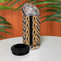 New Zealand Maori Niho Taniwha 4 in 1 Can Cooler Tumbler Karaka Mangopare and Puhoro Pattern