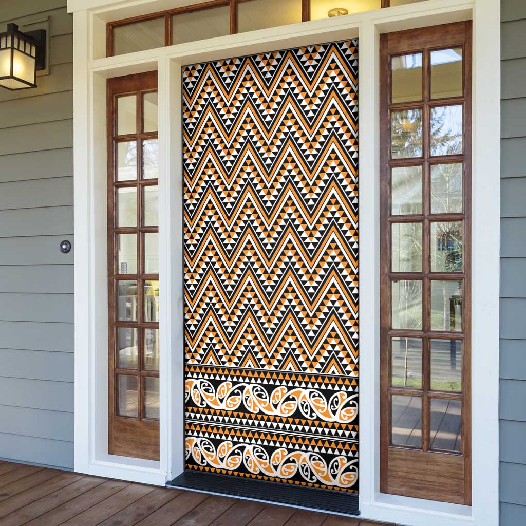 New Zealand Maori Niho Taniwha Door Cover Karaka Mangopare and Puhoro Pattern - Polynesian Pride