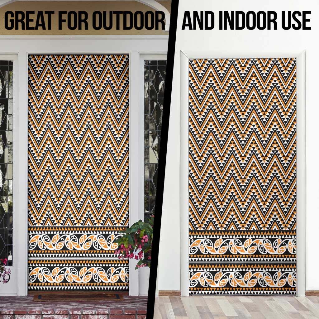 New Zealand Maori Niho Taniwha Door Cover Karaka Mangopare and Puhoro Pattern - Polynesian Pride