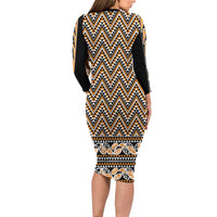 New Zealand Maori Niho Taniwha Family Matching Long Sleeve Bodycon Dress and Hawaiian Shirt Karaka Mangopare and Puhoro Pattern