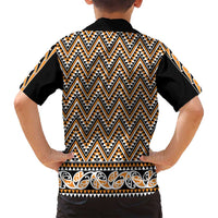 New Zealand Maori Niho Taniwha Family Matching Off Shoulder Short Dress and Hawaiian Shirt Karaka Mangopare and Puhoro Pattern