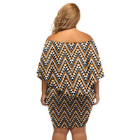 New Zealand Maori Niho Taniwha Family Matching Off Shoulder Short Dress and Hawaiian Shirt Karaka Mangopare and Puhoro Pattern