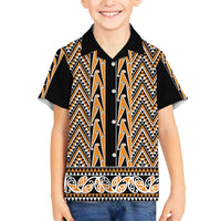 New Zealand Maori Niho Taniwha Family Matching Puletasi and Hawaiian Shirt Karaka Mangopare and Puhoro Pattern