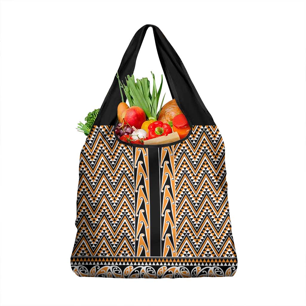 New Zealand Maori Niho Taniwha Grocery Bag Karaka Mangopare and Puhoro Pattern