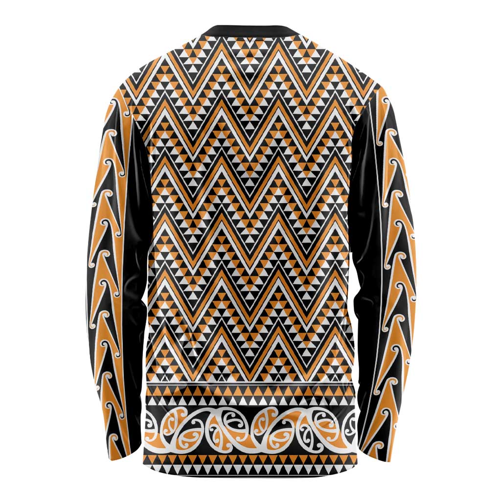 New Zealand Maori Niho Taniwha Long Sleeve Shirt Karaka Mangopare and Puhoro Pattern LT9 - Polynesian Pride
